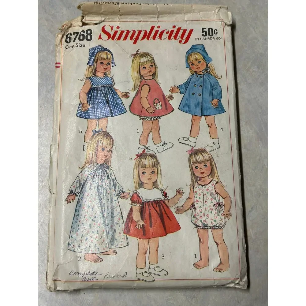 Vintage 1966 Simplicity Pattern #6768 Doll Wardrobe 18
